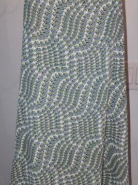 Embrace Blue Green Ivory Ditsy Botanical Donguri Acorn Print Spaghetti Strap Top